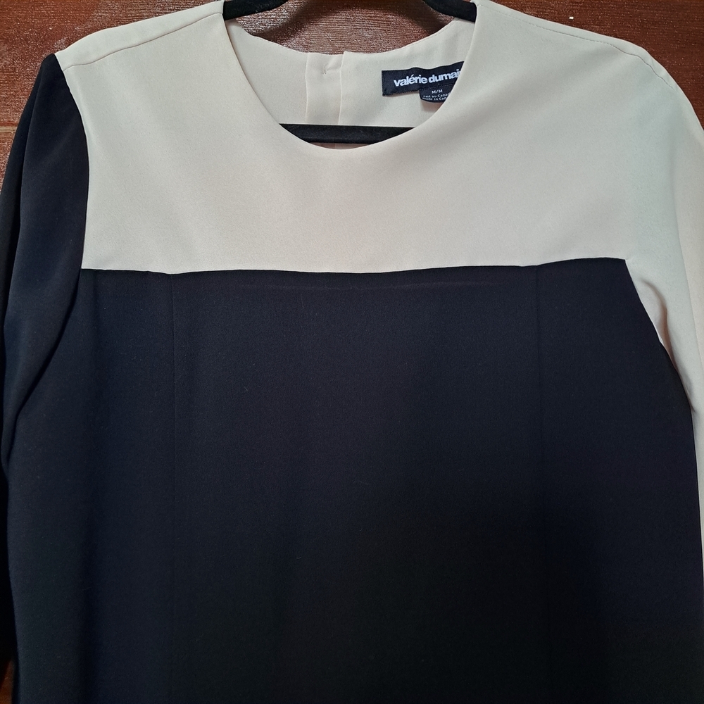 🇨🇦 Valérie Dumaine Colorblock Shift Dress – Black & White – Size M - Picture 4 of 11